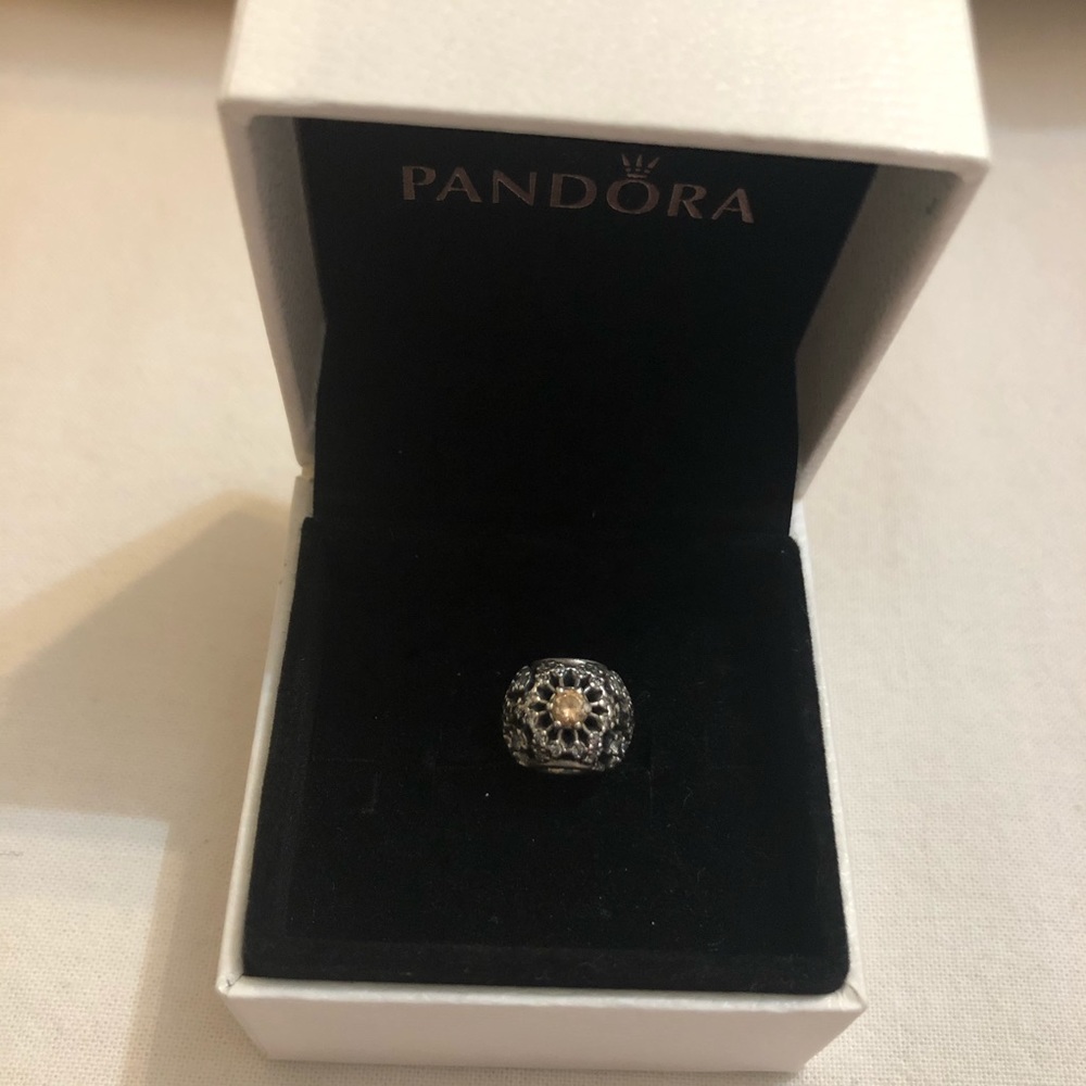 PANDORA Yellow Topaz Amber Open Cut Charm!